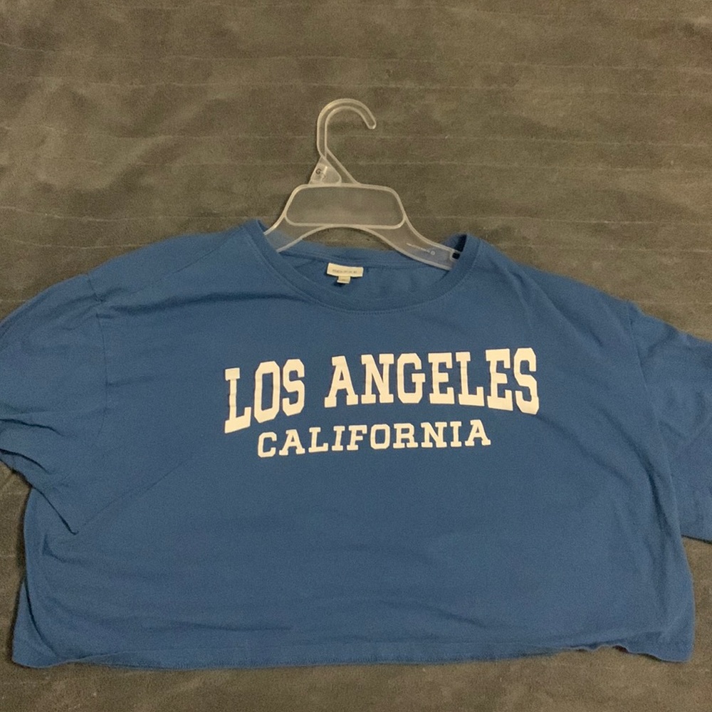 Blue Los Angeles California Crop Top Tee Shirt